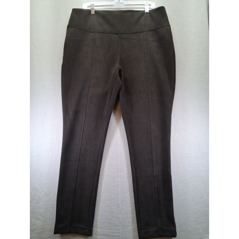 Andrew Marc Pants Women Extra Large Black Faux Suede Pull-On Slim Fit Flat Front